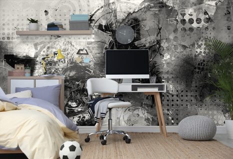 TAPETA GRAFICKÁ ČERNOBÍLÁ MALBA - ČERNOBÍLÉ TAPETY - TAPETY