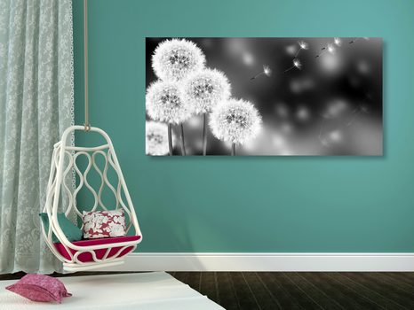 OBRAZ NADÝCHANÁ PAMPELIŠKA V ČERNOBÍLÉM PROVEDENÍ - ČERNOBÍLÉ OBRAZY - OBRAZY