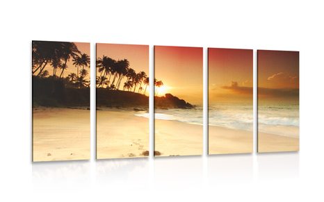 5-PIECE CANVAS PRINT SUNSET IN SRI LANKA - PICTURES OF NATURE AND LANDSCAPE - PICTURES