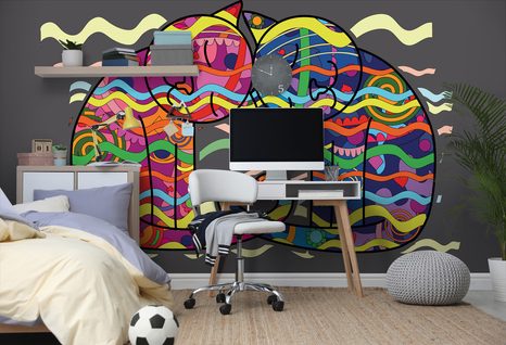 SELBSTKLEBENDE TAPETE VERLIEBTE KATZEN IM POP-ART-STIL - SELBSTKLEBENDE TAPETEN - TAPETEN