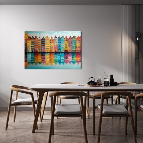 OBRAZ BAREVNÉ DOMY U KANÁLU - BAREVNÉ DOMY - OBRAZY