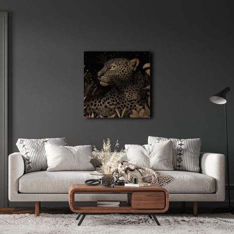 WANDBILD GEHEIMNISVOLLER BLICK DES LEOPARDEN - BILDER VON LÖWEN UND TIGERN - BILDER