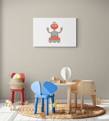 QUADRO SU TELA – CON MOTIVO DI ROBOT IN ROSSO - QUADRI PER BAMBINI - STAMPE E QUADRI