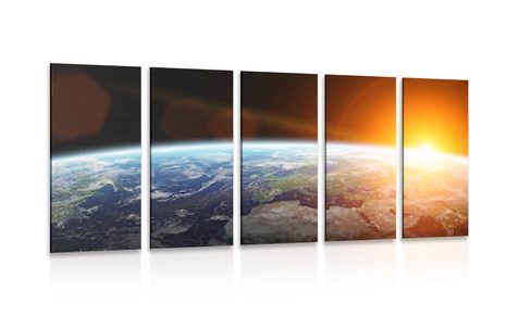 5-PIECE CANVAS PRINT VIEW OF THE PLANET FROM SPACE - PICTURES OF SPACE AND STARS - PICTURES