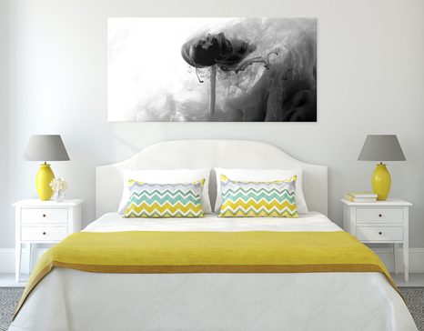 SLIKA ZANIMIVI CVET V ČRNOBELI IZVEDBI - ČRNOBELE SLIKE - SLIKE