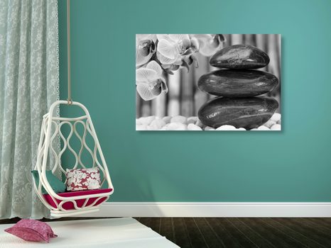 OBRAZ JAPONSKÁ ZEN ZAHRADA V ČERNOBÍLÉM PROVEDENÍ - ČERNOBÍLÉ OBRAZY - OBRAZY