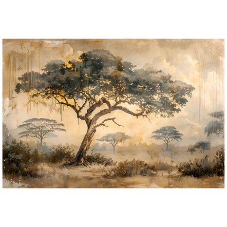 TAPETA AFRIČKA SAVANA U TOPLIM TONOVIMA - TAPETE STABLA - TAPETE
