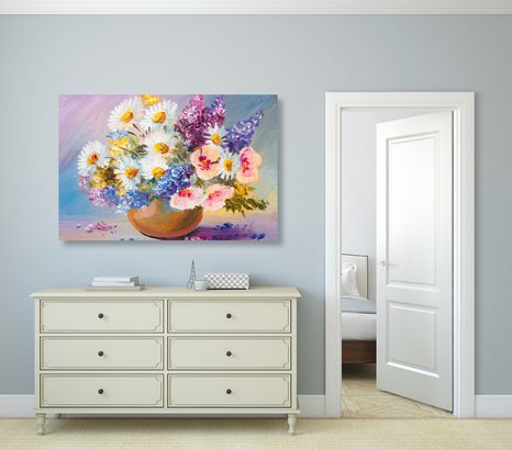 TABLOU PICTURĂ ÎN ULEI FLORILOR DE VARĂ - TABLOU FLORI - TABLOURI