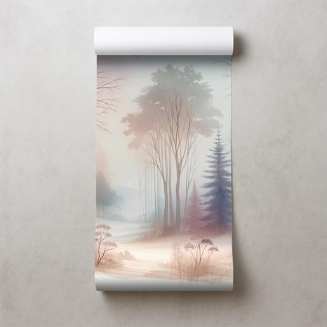 TAPETA PASTELOVÁ MLHAVÁ KRAJINA - TAPETY LES - TAPETY