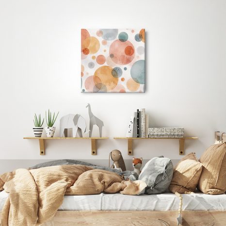 TABLEAU SUR TOILE – CERCLES SUPERPOSÉS À L’AQUARELLE - IMAGES FORMES ABSTRAITES - TABLEAUX