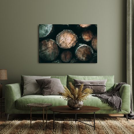 QUADRO SU TELA – TRONCHI DI LEGNO DA VICINO - QUADRI ALBERI E FOGLIE - STAMPE E QUADRI