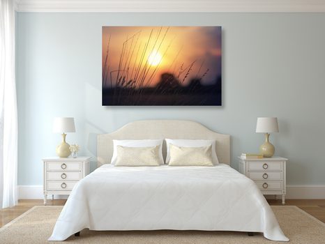 КАРТИНА НА ПЛАТНО – ИЗГРЕВ НАД ЛИВАДАТА - КАРТИНИ НА ПРИРОДАТА И ПЕЙЗАЖИ - КАРТИНИ