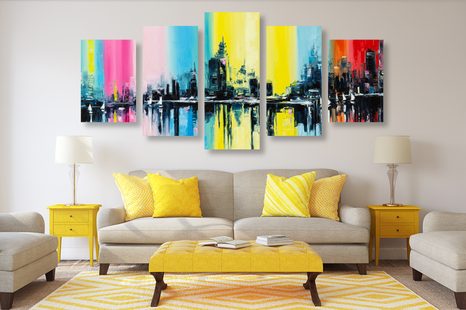 TABLOU 5-PIESE ORAȘ PICTURA ÎN ULEI - TABLOURI CU ORAȘE - TABLOURI