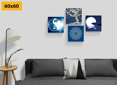 SET DI QUADRI – FENG SHUI IN BLU - COLLEZIONI DI QUADRI - STAMPE E QUADRI