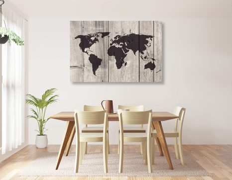 QUADRO IN SUGHERO – MAPPA SU SFONDO DI LEGNO - QUADRI SU SUGHERO - STAMPE E QUADRI