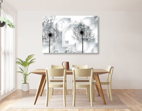 TABLOU MODERN PĂPĂDIE - TABLOURI ALB-NEGRU - TABLOURI