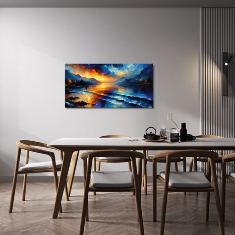OBRAZ BAREVNÁ SYMFONIE NA JEZEŘE - OBRAZY VÝCHOD A ZÁPAD SLUNCE - OBRAZY