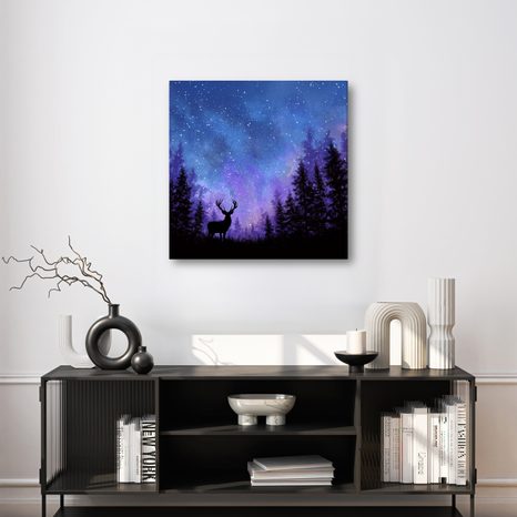 QUADRO SU TELA – INCANTO INVERNALE DEL CIELO NOTTURNO - QUADRI NATALIZI E INVERNALI - STAMPE E QUADRI