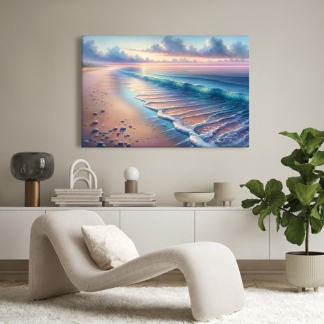 WANDBILD SANFTE WELLEN AM UFER - BILDER MEER UND STRAND - BILDER