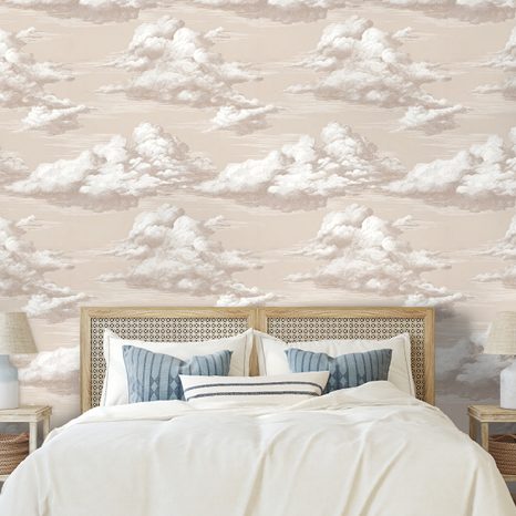 SAMOLEPÍCÍ TAPETA BÉŽOVÉ VINTAGE MRAKY - VZOROVANÉ TAPETY - TAPETY