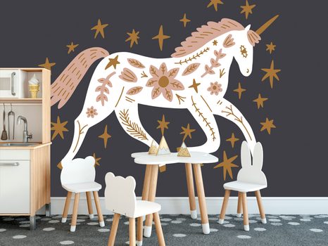 SAMOLEPÍCÍ TAPETA POHÁDKOVÝ JEDNOROŽEC V LIDOVÉM NÁDECHU - TAPETY - TOTÁLNÍ VÝPRODEJ 🔥