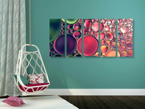 5-DÍLNÝ OBRAZ ABSTRAKTNÍ KAPKY OLEJE - ABSTRAKTNÍ OBRAZY - OBRAZY