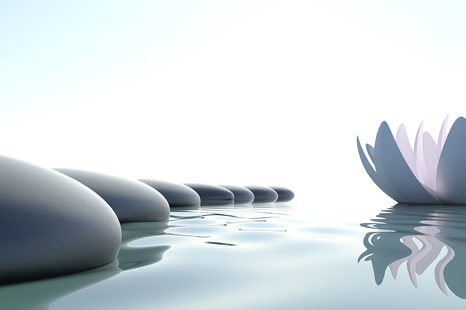 TAPETA LOTOSOVÝ KVĚT A ZEN KAMENY - TAPETY FENG SHUI - TAPETY