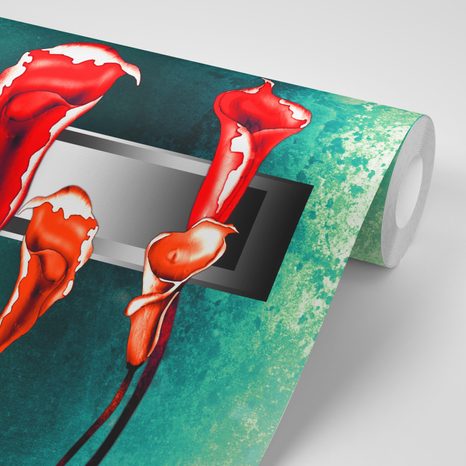 SAMOLEPÍCÍ TAPETA ABSTRAKTNÍ ČERVENÉ KALY - SAMOLEPÍCÍ TAPETY - TAPETY