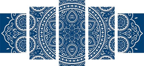 TABLOU 5-PIESE MANDALA ETNICĂ FINĂ - TABLOURI FENG SHUI - TABLOURI