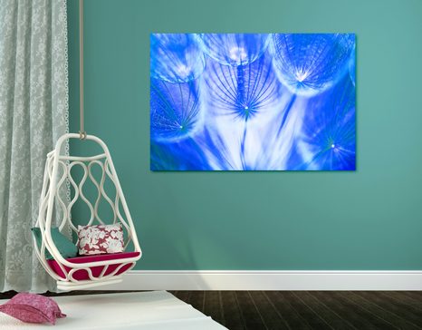 STAMPA SU TELA – SOFFIONE IN TONALITÀ BLU - QUADRI DI FIORI - STAMPE E QUADRI