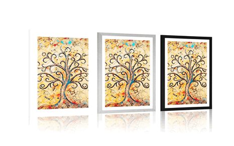 POSTER WITH MOUNT SYMBOL OF THE TREE OF LIFE - FENG SHUI - POSTERS