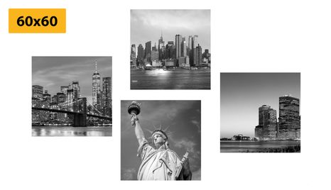 SET OBRAZŮ NEW YORK V ČERNOBÍLÉM PROVEDENÍ - SESTAVY OBRAZŮ - OBRAZY