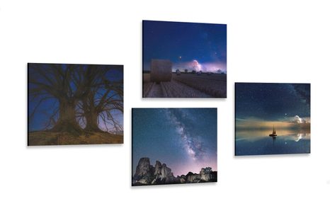 CANVAS PRINT SET MYSTERIOUS NATURE AT NIGHT - SET OF PICTURES - PICTURES