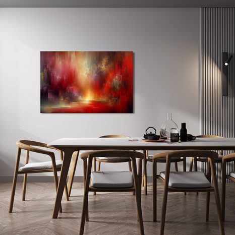 WANDBILD ROTES LICHT IM NEBEL - WANDBILDER ABSTRAKTE FORMEN - BILDER