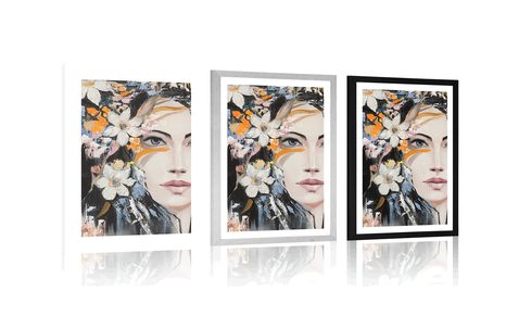 POSTER MIT PASSEPARTOUT ORIGINALGEMÄLDE EINER FRAU - FRAUEN - POSTER