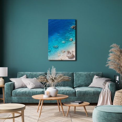 TABLEAU SUR TOILE – BAIGNADE DANS UNE MER CRISTALLINE - TABLEAUX DE LA MER ET DE LA PLAGE - TABLEAUX
