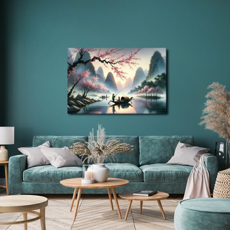 WANDBILD FISCHER UNTER KIRSCHBLÜTEN - WANDBILDER NACH MOTIV - BILDER