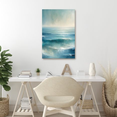 WANDBILD BLAUES MEER BEI SONNENAUFGANG - BILDER MEER UND STRAND - BILDER