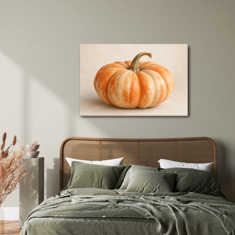 QUADRO SU TELA – ZUCCA ARANCIONE CREMA IN PRIMO PIANO - QUADRI HALLOWEEN E HORROR - STAMPE E QUADRI