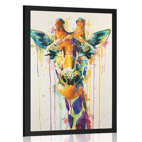 POSTER GIRAFĂ CU IMITAȚIA PICTURII - GIRAFE ȘI ZEBRE - POSTERE