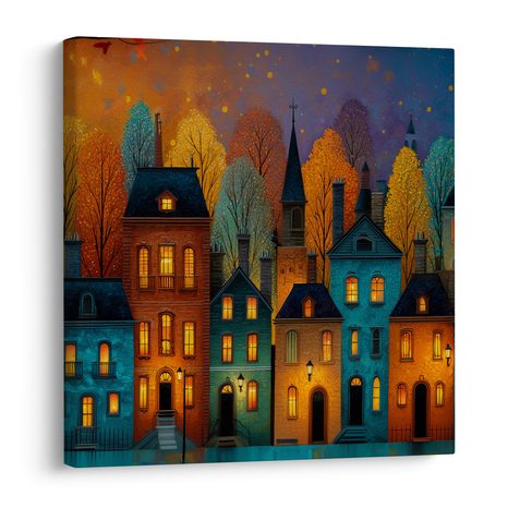 WANDBILD ZAUBERHAFTES HERBSTDORF - BUNTE HÄUSER - BILDER