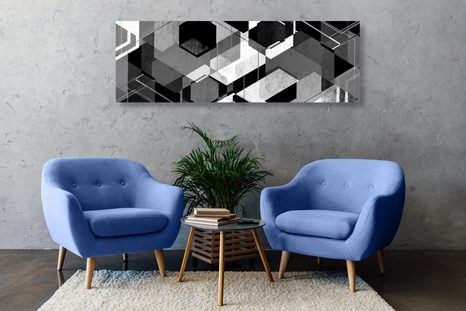 OBRAZ ABSTRAKTNÍ GEOMETRIE V ČERNOBÍLÉM PROVEDENÍ - ČERNOBÍLÉ OBRAZY - OBRAZY