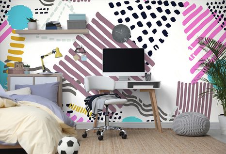 SAMOLEPÍCÍ TAPETA MEMPHIS VZOR V POP-ART STYLU - SAMOLEPÍCÍ TAPETY - TAPETY