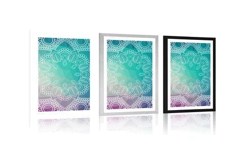 PLAKAT S PASPARTUOM PASTELNA MANDALA - FENG SHUI - PLAKATI