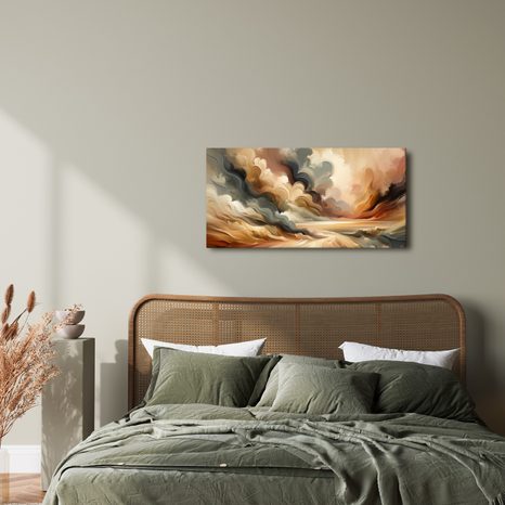 WANDBILD WIRBELNDE WOLKEN BEIM SONNENUNTERGANG - WANDBILDER ABSTRAKTE FORMEN - BILDER