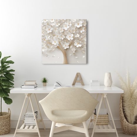 OBRAZ BÍLÁ HARMONIE STROMU ŽIVOTA - OBRAZY STROM ŽIVOTA - OBRAZY