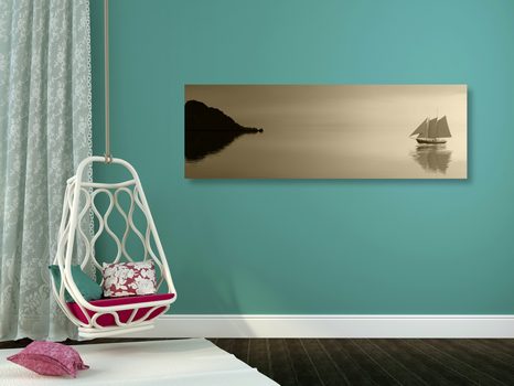 WANDBILD SEGELSCHIFF IN SEPIA - SCHWARZ-WEISSE BILDER - BILDER