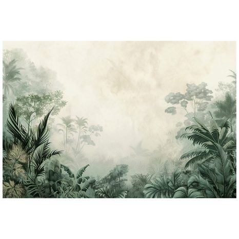 TAPET AUTOADEZIV JUNGLĂ VERDE ÎN CEAȚĂ - TAPET JUNGLĂ - TAPETURI