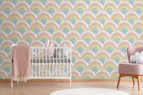 TAPETA VESELÉ DUHOVÉ DOMEČKY - DĚTSKÉ TAPETY - TAPETY