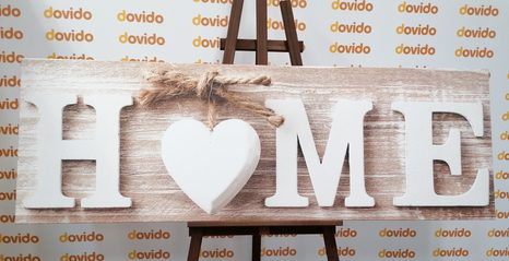 TABLOU CU INSCRIPȚIE HOME ÎN DESIGN VINTAGE - TABLOURI CI CITATE ȘI INSCRIPȚII - TABLOURI